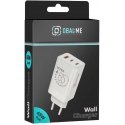 OBAL:ME GaN sieninis įkroviklis USB-A + 2xUSB-C 65W Baltas