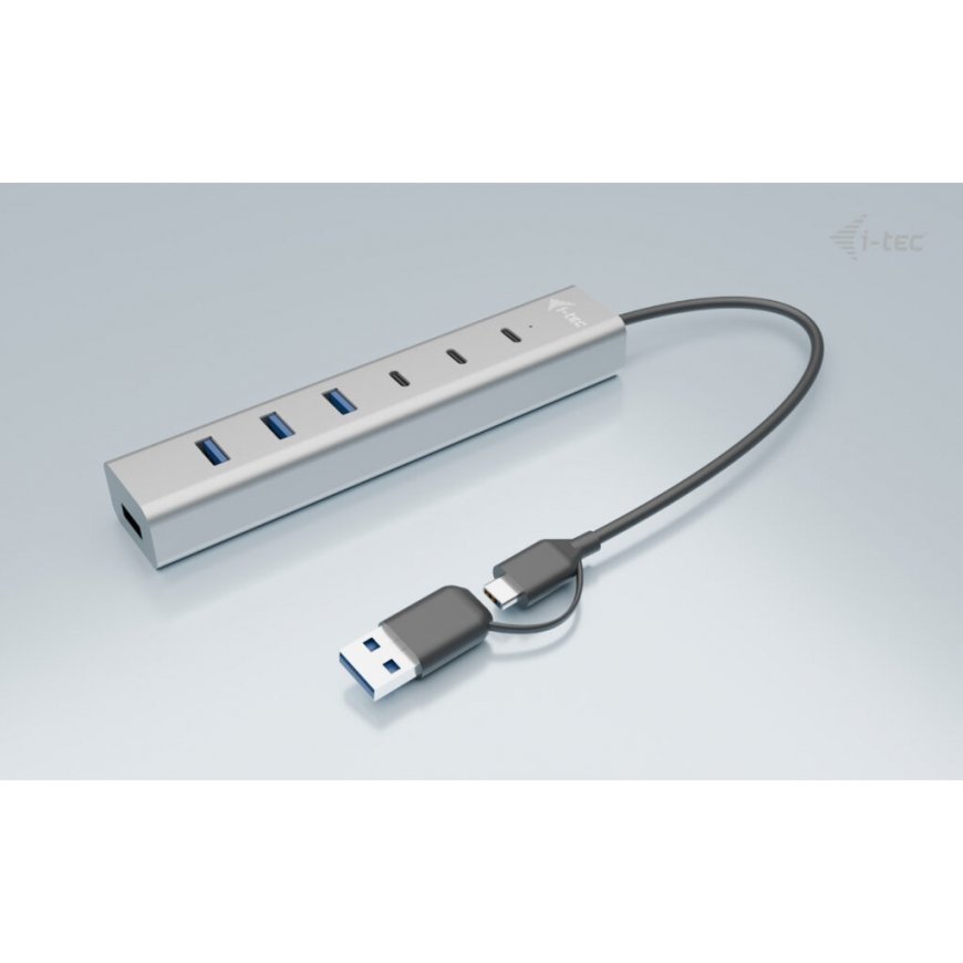 i-tec CAHUBMETAL7 keskitin USB 3.2 Gen 1 (3.1 Gen 1) Type-A + Type-C 5 Mbit/s Harmaa – 4