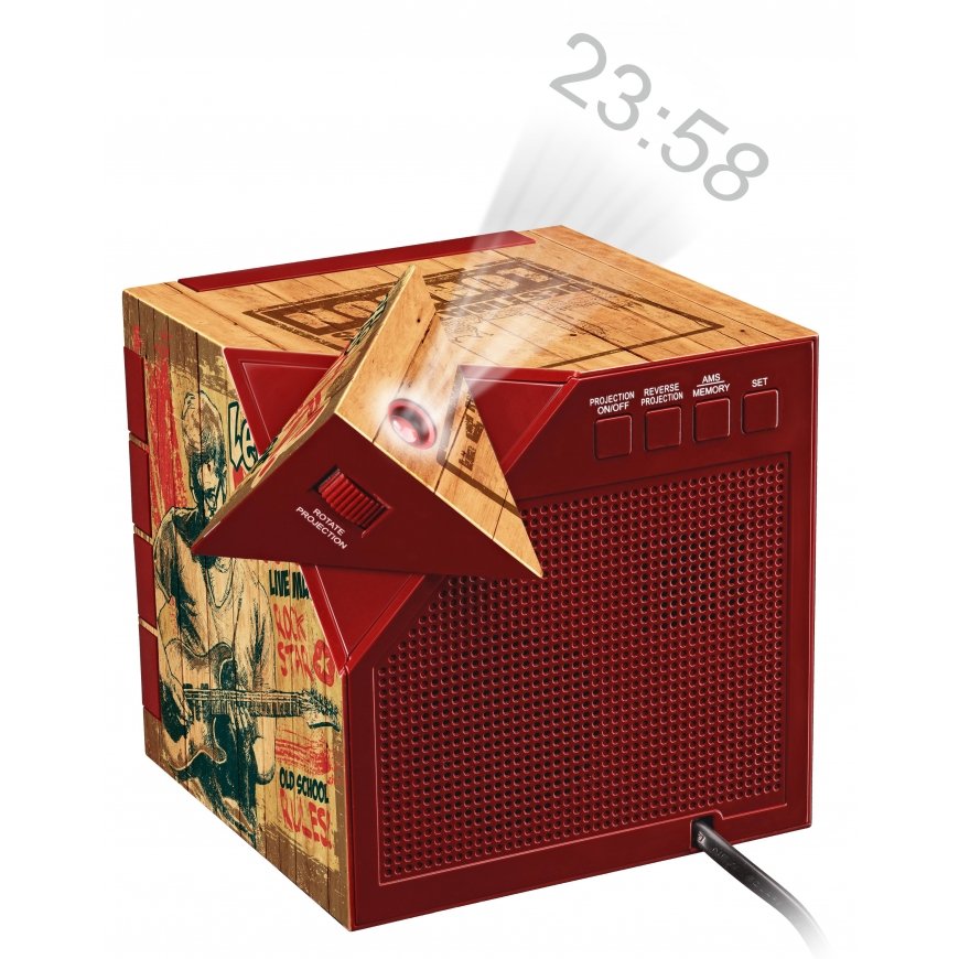 Bigben Interactive RR70PROCKWOOD radio Kello Digitaalinen musta, Ruskea, Punainen – 3