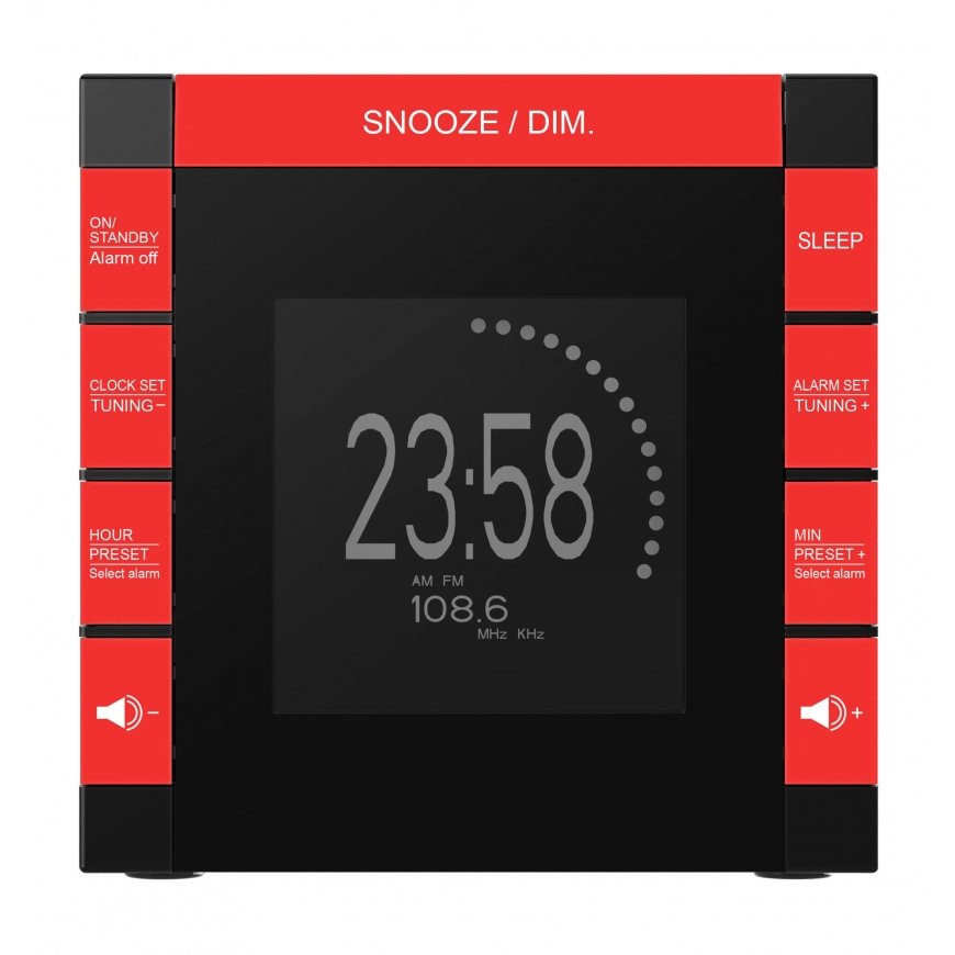 Bigben Interactive RR70PROCKWOOD radio Kello Digitaalinen musta, Ruskea, Punainen – 5