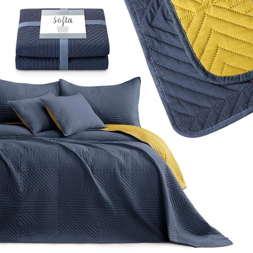 Bedspread SOFTA color graphite plain material - textile microfiber 240x260 AmeliaHome
