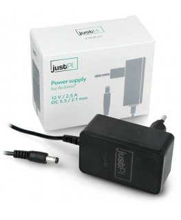 JustPi 12V/2.5A virtalähde Arduinolle - DC 5.5/2.1mm pistoke