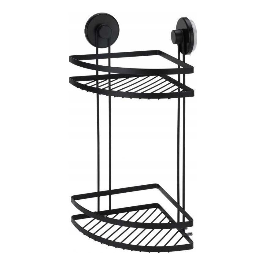 Bathroom Solutions Bathroom shower shelf, two-tier, with suction cups, black, 25 x 18 x 37 cm – 3