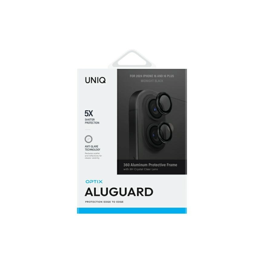 Uniq Optix Aluminum Camera Lens Protector for iPhone 16 / 16 Plus with Applicator - Black – 3