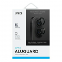 Uniq Optix aliuminio fotoaparato objektyvo apsauga iPhone 16 / 16 Plus su aplikatoriumi - juodas Uniq Optix aliuminio fotoaparato objektyvo apsauga iPhone 16 / 16 Plus su aplikatoriumi - juodas