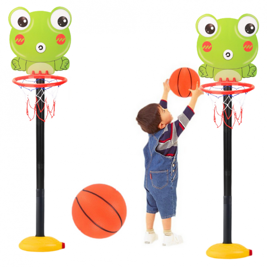 Lean Toys Reguliuojamas krepšinio rinkinys vaikams su varle, 110 cm