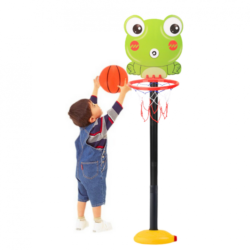 Lean Toys Reguliuojamas krepšinio rinkinys vaikams su varle, 110 cm – 2