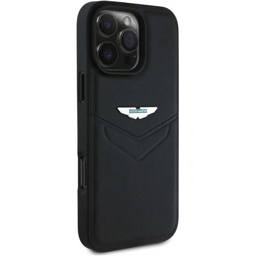 Dėklas Aston Martin HC Leather Victory Design Apple iPhone 16 Pro Max juodos spalvos – 4