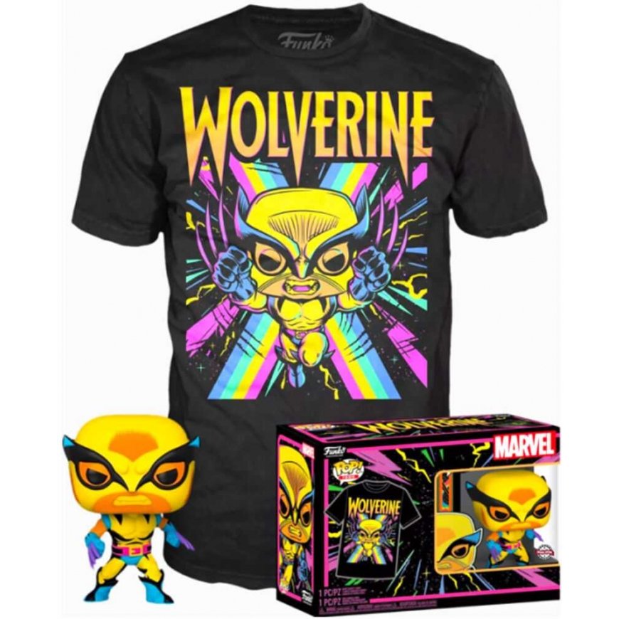 Funko Set figure POP & Tee Marvel Wolverine Black Light