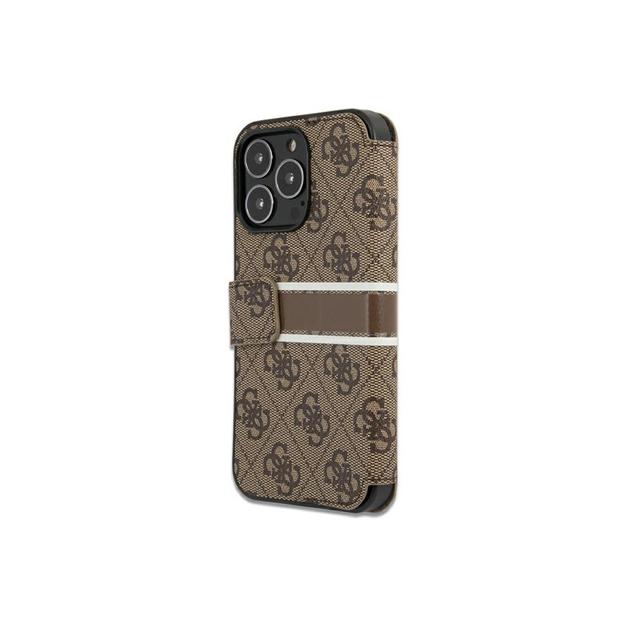 GUBKP13L4GDBR Guess PU 4G Printed Stripe Book Case for iPhone 13 – 2