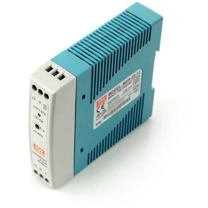 Maitinimo šaltinis Mean Well MDR-20-12 montuojamas ant DIN bėgio 12V 1.67A 20W – 2