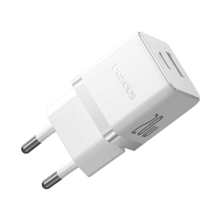 Baseus Sieninis įkroviklis Palm 20W USB + USB-C QC3.0 PD3.0 su USB-C kabeliu 1m, baltas – 3