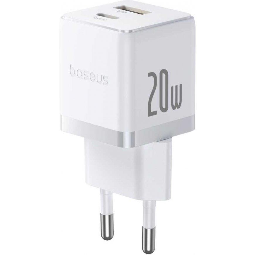 Baseus Sieninis įkroviklis Palm 20W USB + USB-C QC3.0 PD3.0 su USB-C kabeliu 1m, baltas – 4