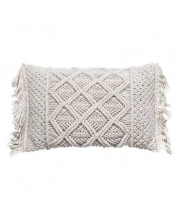 Atmosphera Decorative cushion with tassels MACRAME, 30 x 50 cm, beige