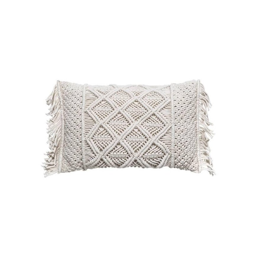 Atmosphera Decorative cushion with tassels MACRAME, 30 x 50 cm, beige