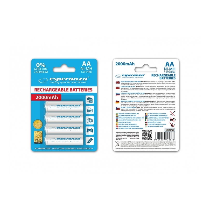 Esperanza EZA104W household battery Rechargeable battery Nickel-Metal Hydride (NiMH)