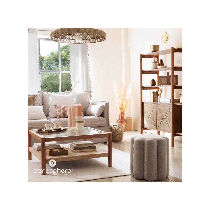 Atmosphera Dining room table lamp BELLAMY, woven jute shade, Ø 58 cm – 3