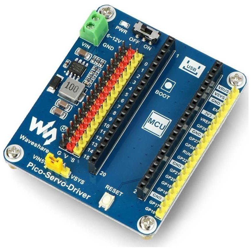 Servo valdiklis 16 kanalų, 16 bitų PWM, skirtas Raspberry Pi Pico, Waveshare 19767 – 5