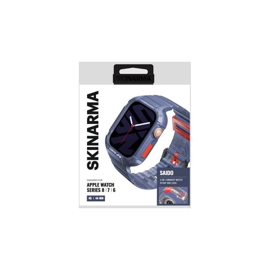 Skinarma ranneke+kotelo Saido 2in1 Apple Watch 45/44mm sininen – 4