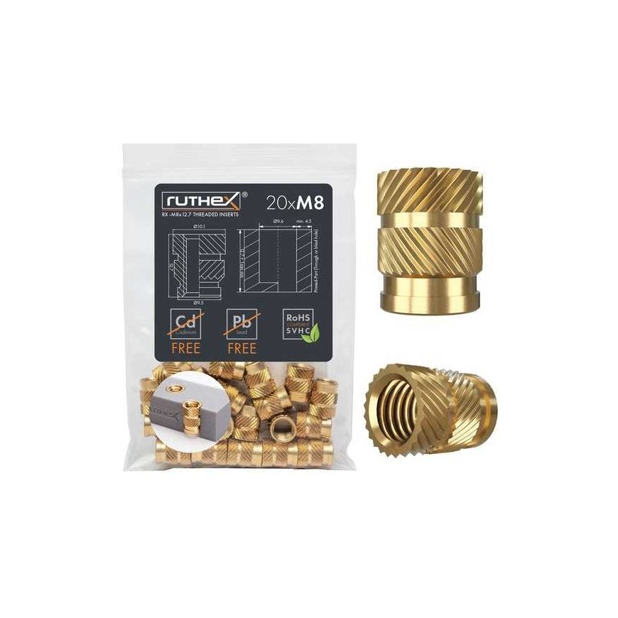 Ruthex M8 srieginis įdėklas – Rx-M8x12.7 - 20 vnt