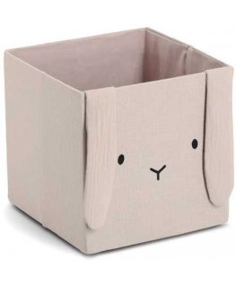 Zeller Muslin toy container COZY KIDS with ears, 28 x 28 x 28 cm