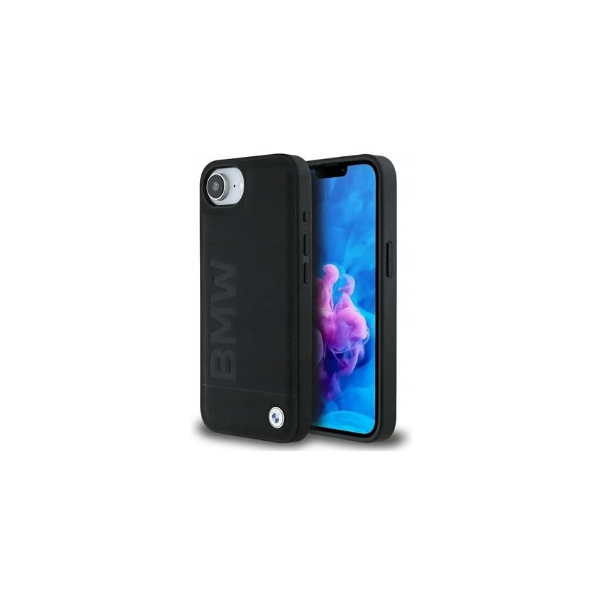 Case BMW Leather Hot Stamp do iPhone 16e black – 2