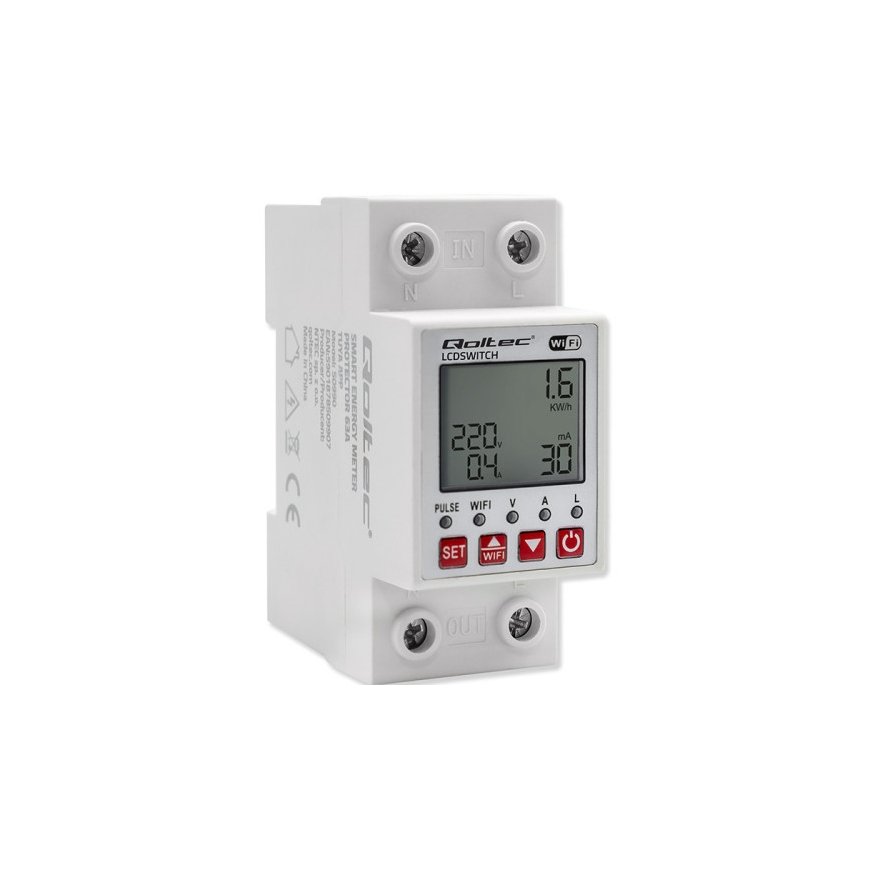 WiFi DIN rail relay with electricity meter 63A