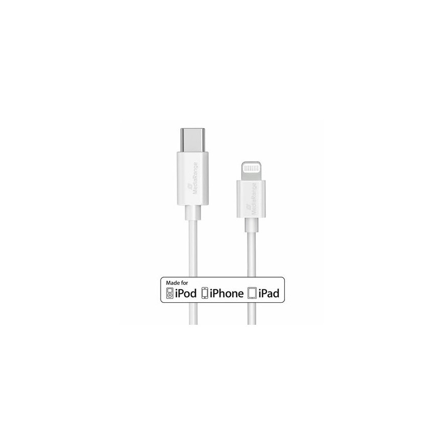 MediaRange MRCS215 USB kabelis USB 2.0 1 m USB C USB C/Lightning Balts