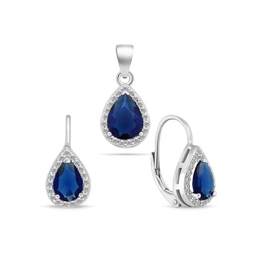 Brilio Silver Brilio Silver Charming silver jewelry set with zircons SET243WB (earrings, pendant)