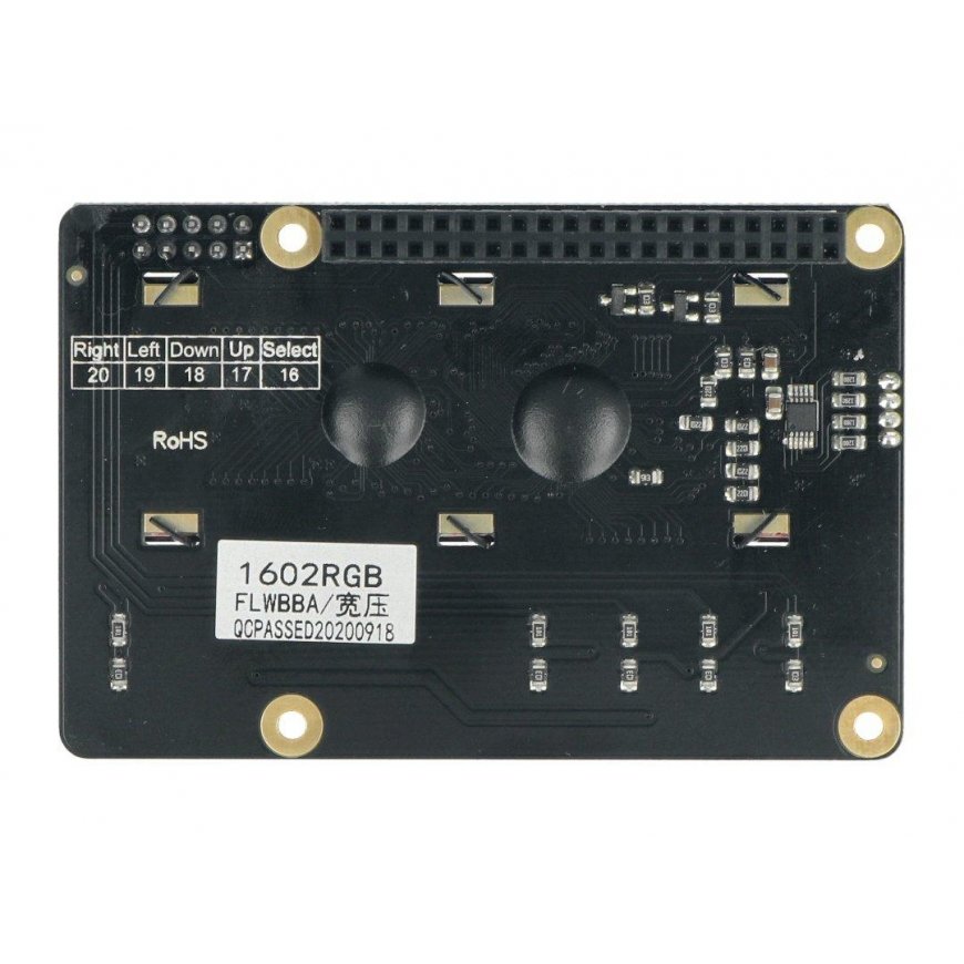 16x2 RGB LCD ekranas I2C klaviatūra, skirta Raspberry Pi 3B+/4B, DFRobot DFR0514 – 4