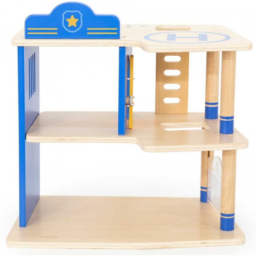 Viga Toys VIGA Puinen poliisiasema Poliisiauto 3 tasoa 14 kpl – 3