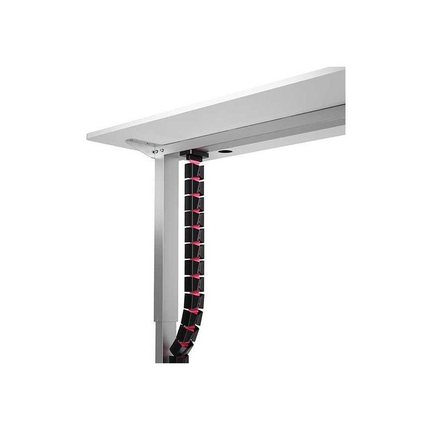 Cable holder, Gooseneck with magnetic holder, black and pink, 1285 mm, for height-adjustable desks, Powerton