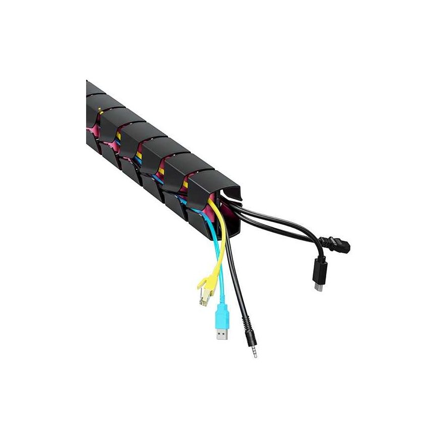 Cable holder, Gooseneck with magnetic holder, black and pink, 1285 mm, for height-adjustable desks, Powerton – 2