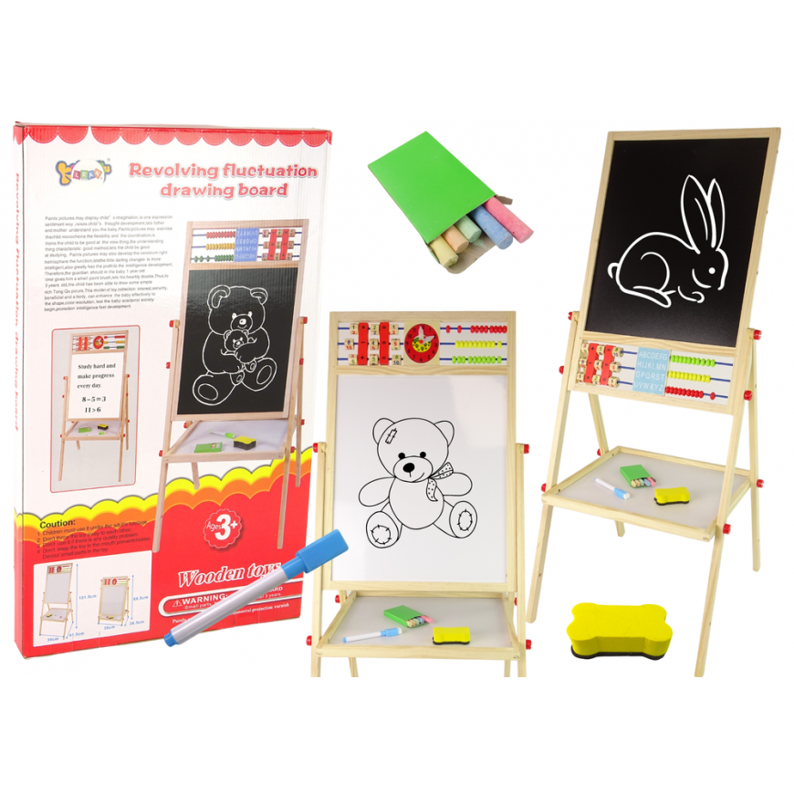 Lean Toys Puinen kaksivärinen magneettitaulu lisävarusteineen
