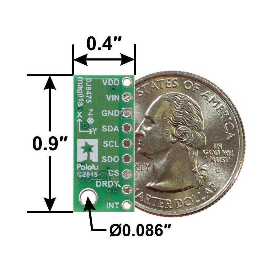 LIS3MDL 3-akselinen digitaalinen magnetometri I2C/SPI, Pololu 2737 – 2