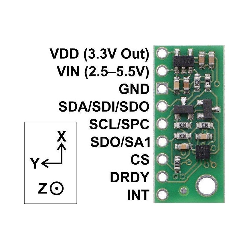 LIS3MDL 3-axis digital magnetometer I2C/SPI, Pololu 2737 – 3