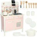 Ikonka Wooden Children's Kitchen Pink Flowers Ikonka Wooden Children's Kitchen Pink Flowers