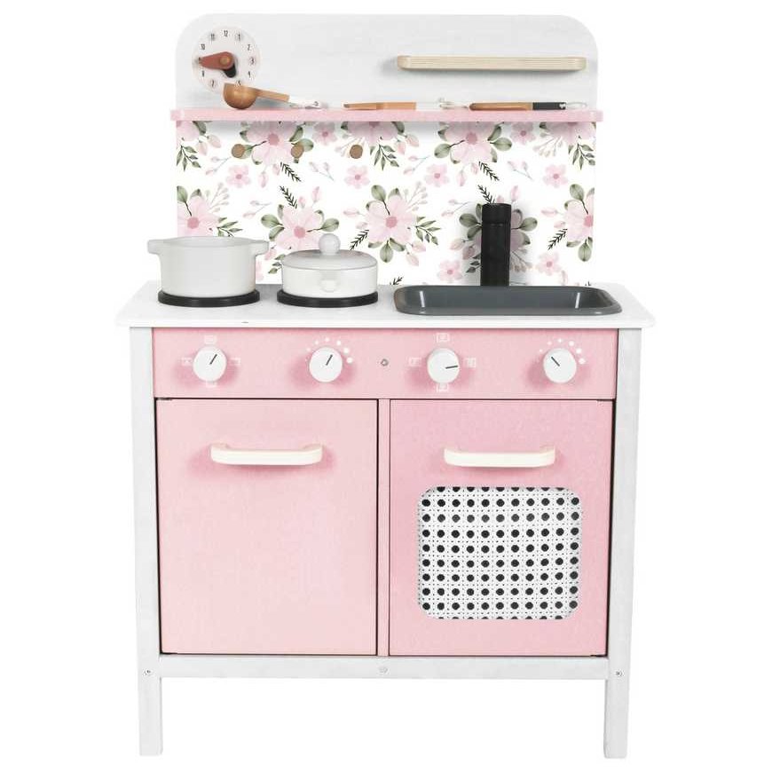 Ikonka Wooden Children's Kitchen Pink Flowers – 2