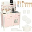 Ikonka puinen lastenkeittiö, vaaleanpunaiset kukat Ikonka puinen lastenkeittiö, vaaleanpunaiset kukat