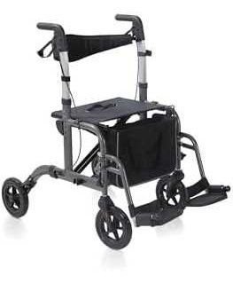 Uniprodo Rehabilitation Walker 2 in 1 with wheelchair function, foldable with basket up to 136 kg