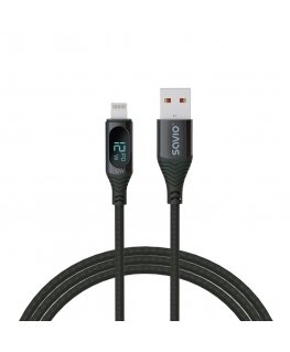 Savio USB - Lightning cable with display CL-173 1 m black Черный