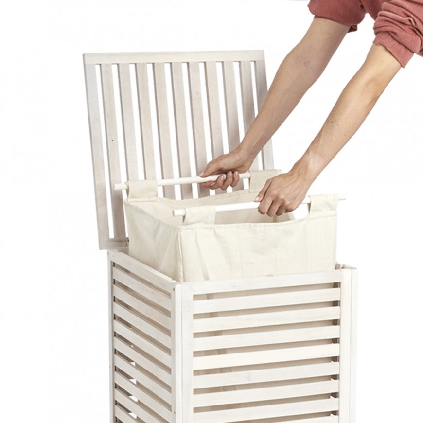 Zeller Present 18877 laundry basket Rectangular Wood White – 3