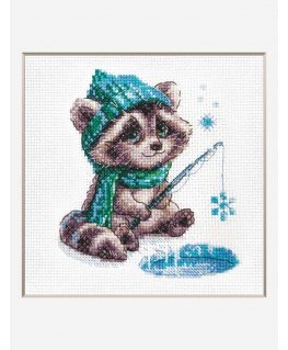 Uab Riolis Cross stitch kit "Curious Raccoon" 15x15 cm SRA1017