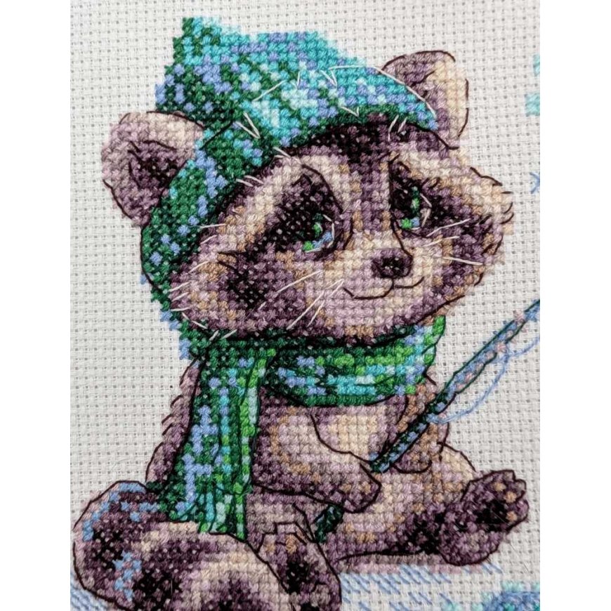 Uab Riolis Kryželiu siuvinėjimo rinkinys „Smalsus meškėnas“ 15x15 cm SRA1017 – 2