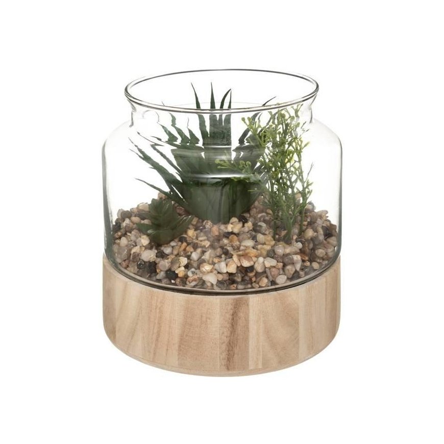 Atmosphera Artificial plants, height 17.5 cm, in a glass terrarium based on
