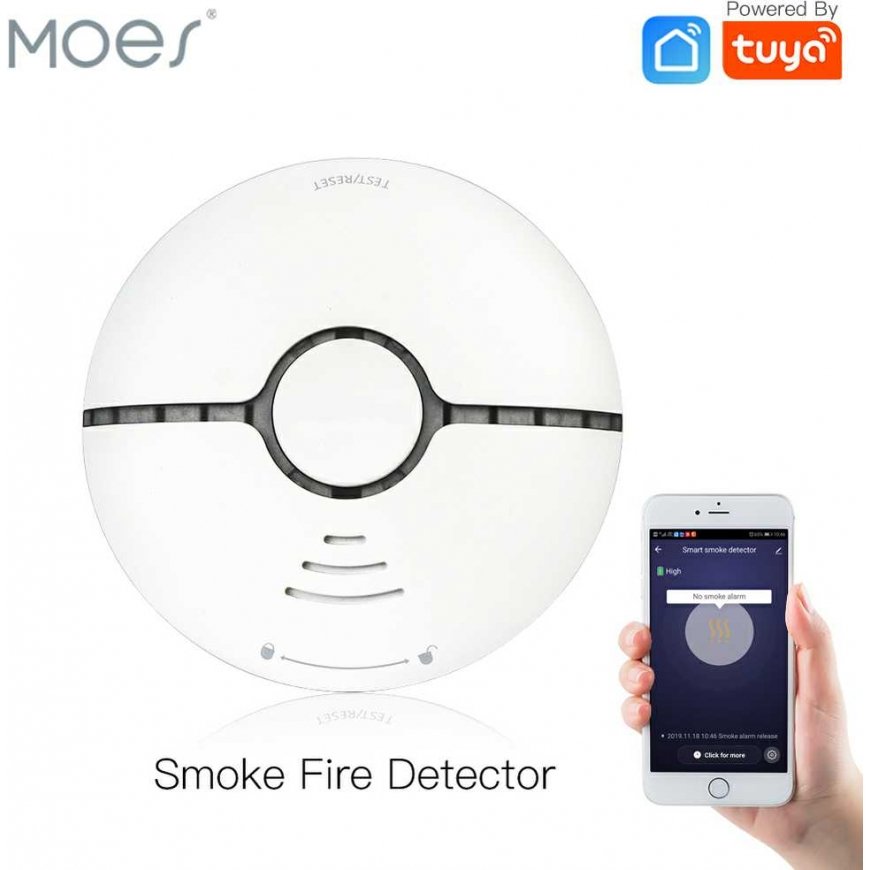 Moes WSS-S smart wireless wifi smoke sensor, detector with siren controlled by Tuya, Smart life – 2