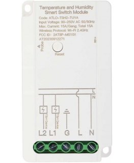 SMART SWITCH WITH TEMPERATURE AND HUMIDITY MEASUREMENT ATLO-TSH2-TUYA Wi-Fi, Tuya Smart