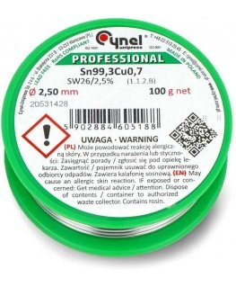 Solder Cynel LC99.3 SW26 100g/2.5mm - lead-free