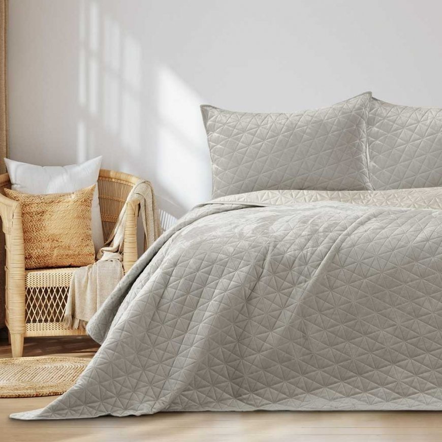 AmeliaHome Bedspread LAILA beige simple style