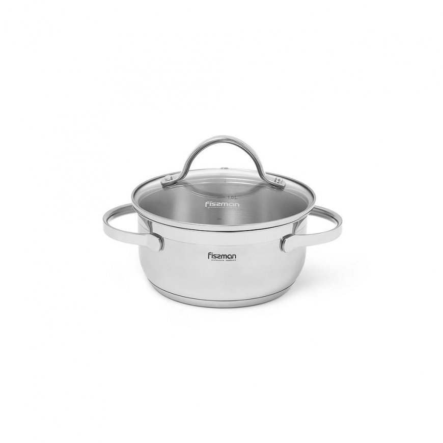 Fissman Pot LUMINOSA 16x7.5cm / 1.5l with glass lid (stainless steel)